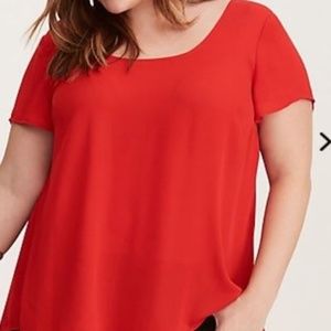 Torrid red chiffon hi-lo georgette blouse